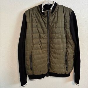 Scott James sz L quilted jacket zip up casual street wear green/black